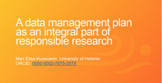 Data management plan